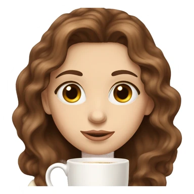 Chestnut brown haired wavy haired girl with hazel eyes and pale skin sipping coffee  sticker