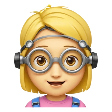 Minion emoji with a round head like normal emojis and a smurk like this emoji but a minion so basically that emoji with the goggles and the hair and not a funny head shape 😏 it should look like an actual minion not a human with African braids and a female minion  make them feminine  sticker
