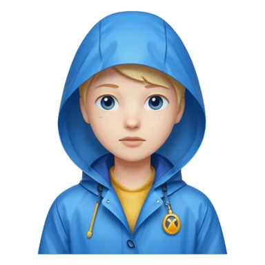 blue raincoat, just rain coat, negative character. sticker