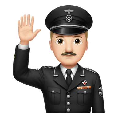 Hitler raising one hand straight out like a Sieg Hail salute in Black SS uniform. The arm must be straight out with no bend in the elbow sticker