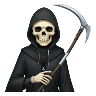 zoomed black hood skull scythe sticker