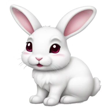 Cute white bunny with a big burgundy bow. Grey eyes sticker