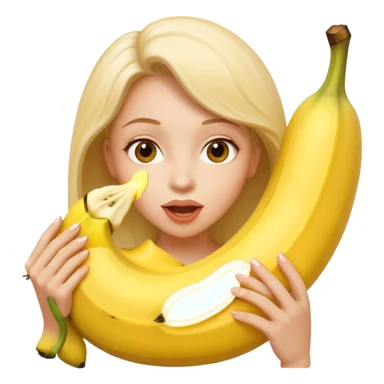 Nude woman sucking on a big banana  sticker