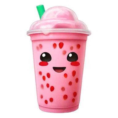Boba tea pink strawberry flavored sticker