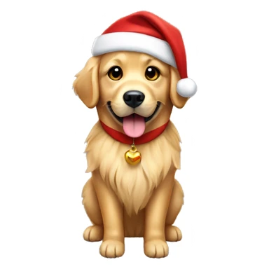 golden retriever with santa costume  sticker