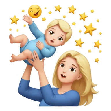 Mom throwing baby in the air towards the stars sticker