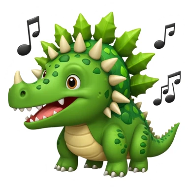 cartoon stegosaurus with music notes funny face sticker