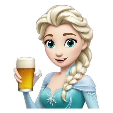 Elsa la reine des neiges qui boit une bière sticker