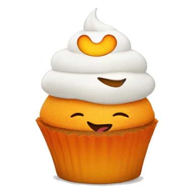 Orange cupcake with a happy face  sticker