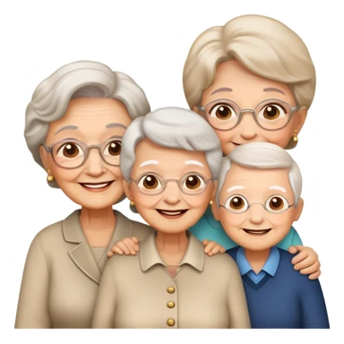 2 grandmas and 2 grandsons light emoji sticker