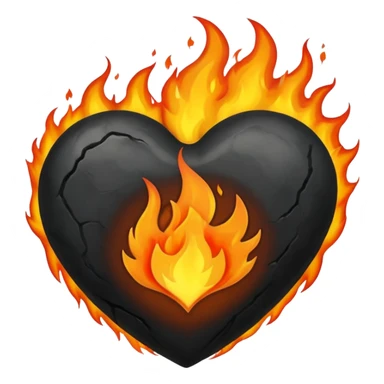 Black heart on fire sticker