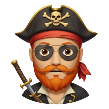 Pirata con un parche en el ojo y con barba anaranjado sticker