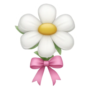 White flowers with pink bow sticker