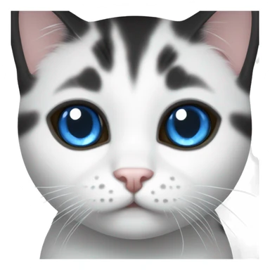 white/black/gray munchkin cat with blue eyes sticker