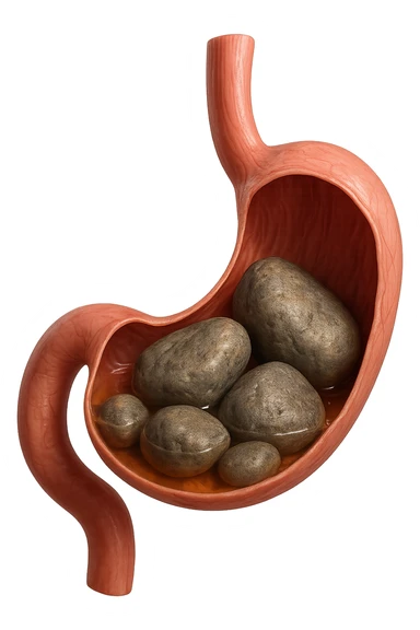 Sassi nello stomaco durante la digestione in 3d realistica sticker