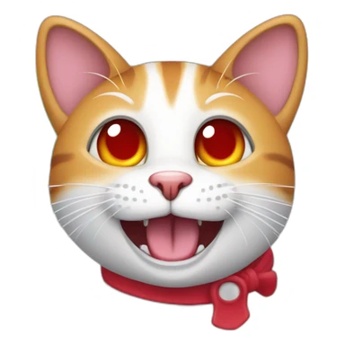 Cat, laughing, red eyes, blue tongue, rainbow furr sticker