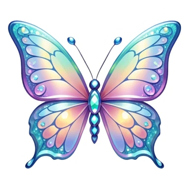 Melting Pastel sparkly glittery shiny iridescent glass crystal butterfly sticker