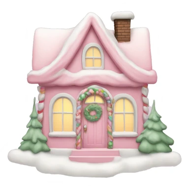 Pastel pink santa house sticker