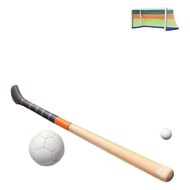 A field hockey stick and ball on a vibrant green grass field, with goalposts and clear field markings in the background. The scene emphasizes the bright, lush grass, highlighting the fast-paced and strategic nature of hockey on a well-maintained pitch. sticker