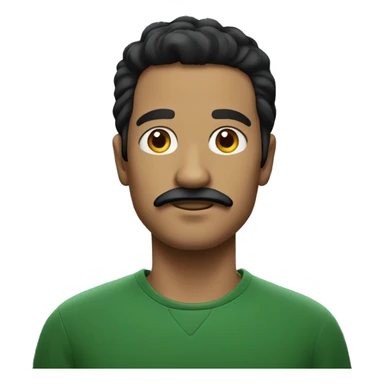 man in dark green sweatshirt and black moustache, black hair sticker