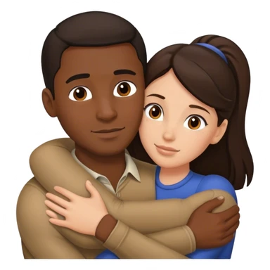 Black man tight hug brunette woman sticker