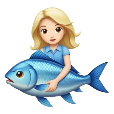 Girl riding a fish sticker