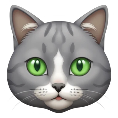grey cat with green eyes and white stain bottom the neck sticker