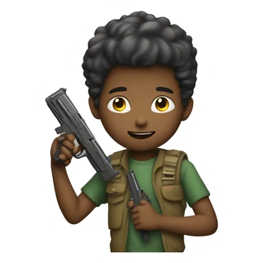 Boy with a toy gun sticker