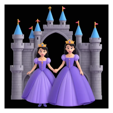 prince and princess disny dress close up photo in castle sticker
