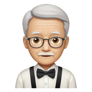 elderly with bow tie and shirt sticker