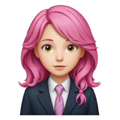 long wavy and pink haired woman with tie and blazer sticker