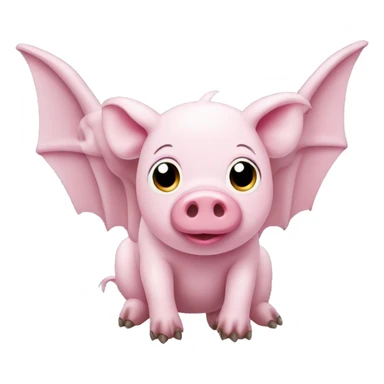 pink pig with grey pterodactyl wings sticker
