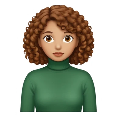 Lady with brown curly hair wearing a Turtleneck sweater sticker