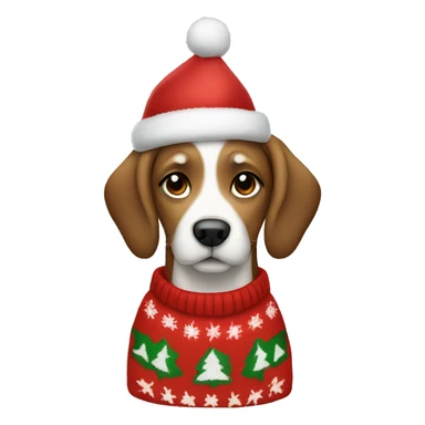 Dog wearing a Christmas pullover  sticker