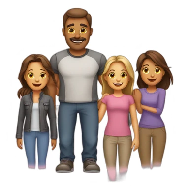 Family-with-father-mother-2 daughters-and-bulldog-Frances sticker