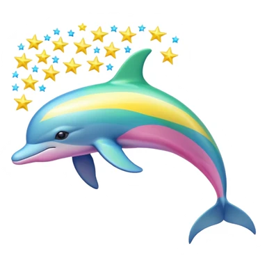 Blue, green, Yellow and pink streaked Dolphin with silver stars sticker