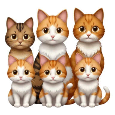 3 cats and each are different natural colours including brown tabby and white, calico, and ginger and white sticker