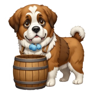 st. bernard rescue dog with barrel in snowy mountains sticker