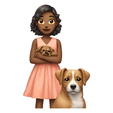 girl with dog in dress sticker