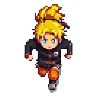 Naruto running pixel art style sticker