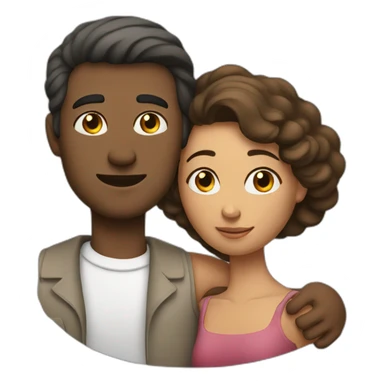 A man leaning against a woman and holding his hand on her shoulder  sticker