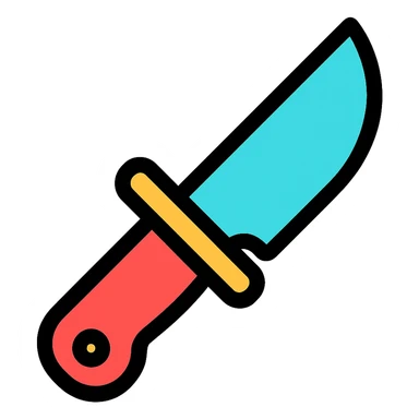 color outline icon of a TikTok knife, reversed sticker