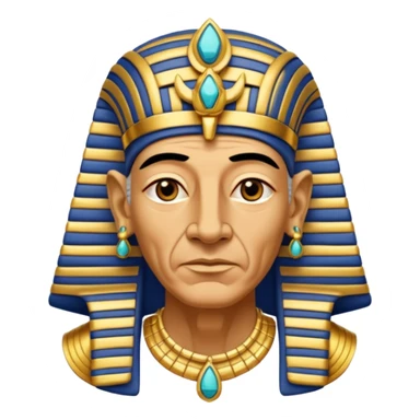 An aging pharaoh with deep wrinkles, elaborate gold jewelry, and a wise commanding gaze.
 sticker