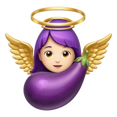 Original eggplant emoji wearing an angel halo sticker