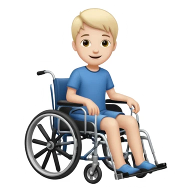 a disabled kid next to his wheelchair sticker