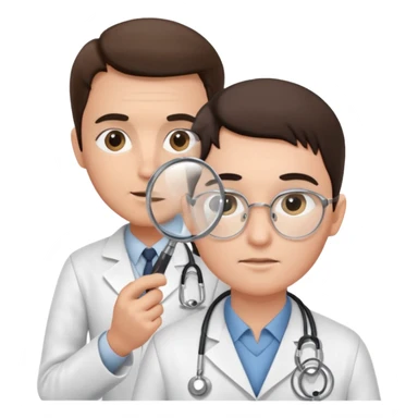 medico olhando a pele de um paciente com uma lupa sticker