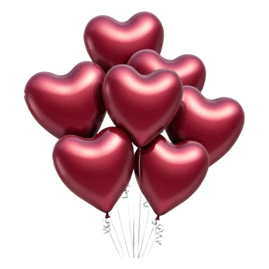 six metallic heart-shaped balloons in burgundy  sticker