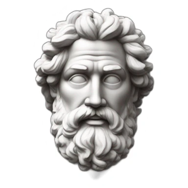 Imagine une statue grecque en marbre d'un homme avec des cheveux bouclés et une barbe. Représentation de la sagesse et du stoïcisme. sticker
