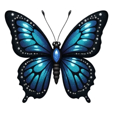 Gothic villainous edgy dark punky Victorian aesthetic sparkly shiny glittery gloomy dark butterfly specimen sticker