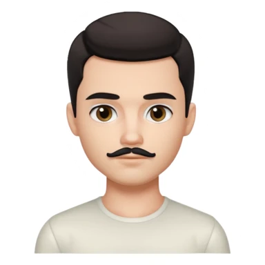 pretty handsome bratz man, with black black black  eyes,  short dar, short mustache pale skin, defined jawlines sticker